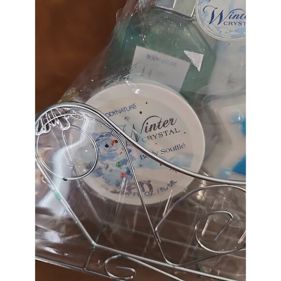 VTG Body Nature Christmas Body & Bath Winter Crystal Wire Basket Gift Bath Set - Picture 2 of 8